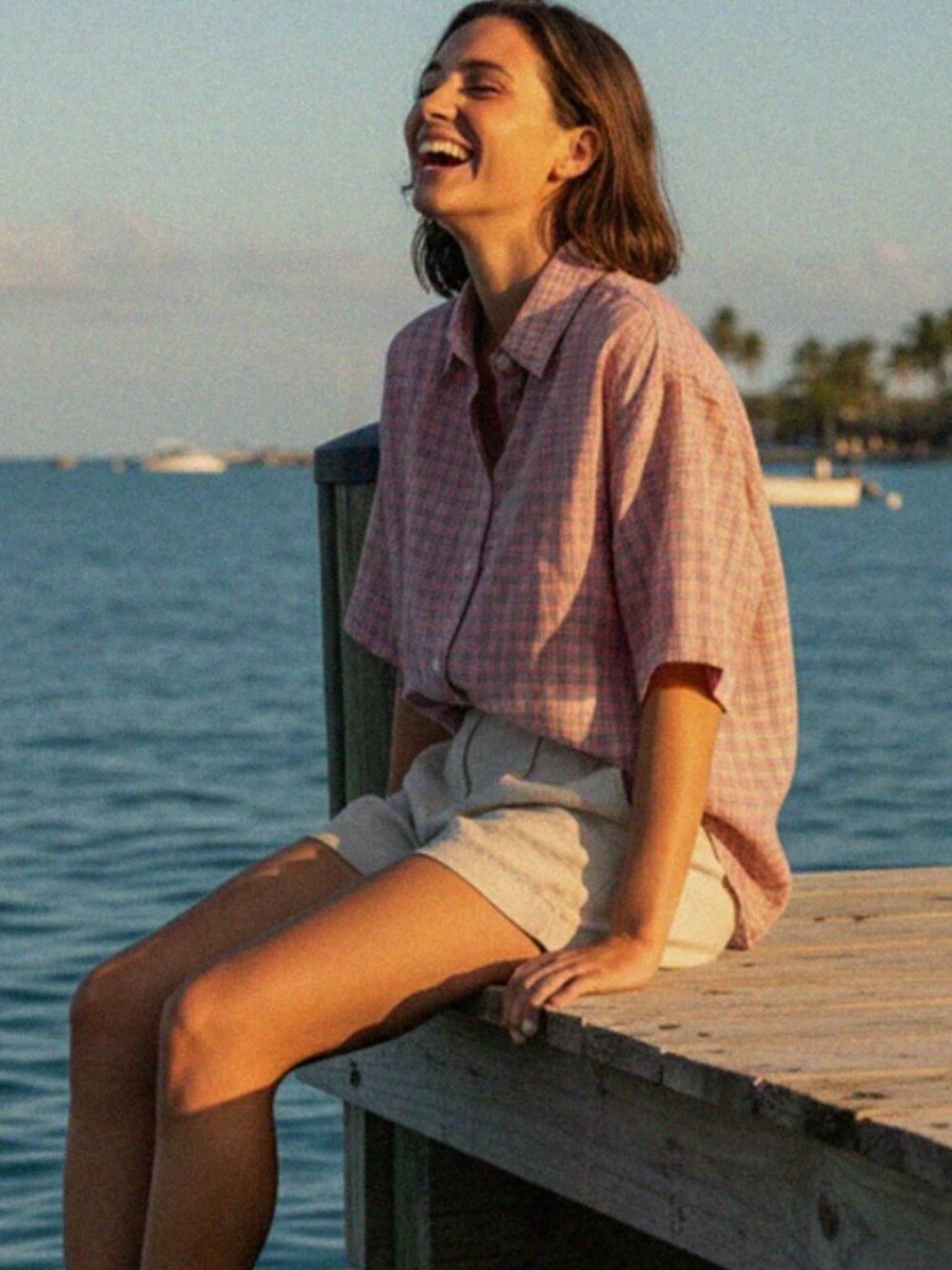 eddie bauer Plaid Pink Button Down Short Sleeve Women's Shirt M